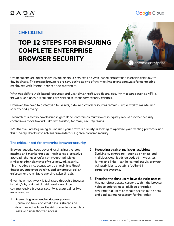Checklist Cover Top 12 Steps for Ensuring Complete Enterprise Browser Security